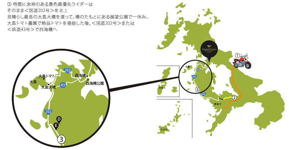 時間に余裕あり 景色優先ライダー向けルート